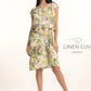 Floral Side Tie Dress by Linen Luv in Sage Print