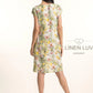 Floral Side Tie Dress by Linen Luv in Sage Print