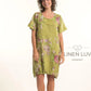 Elastic Bottom Bubble Dress by Linen Luv in Anis