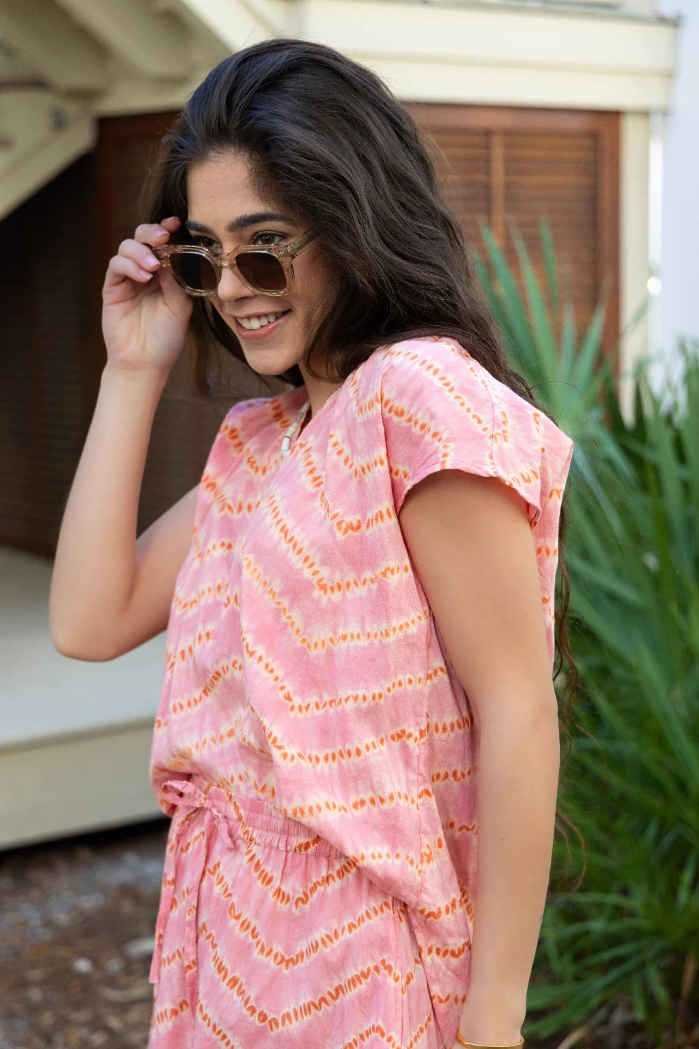 Allie Blouse by Ex Voto in Ginger/Pink Tie Dye