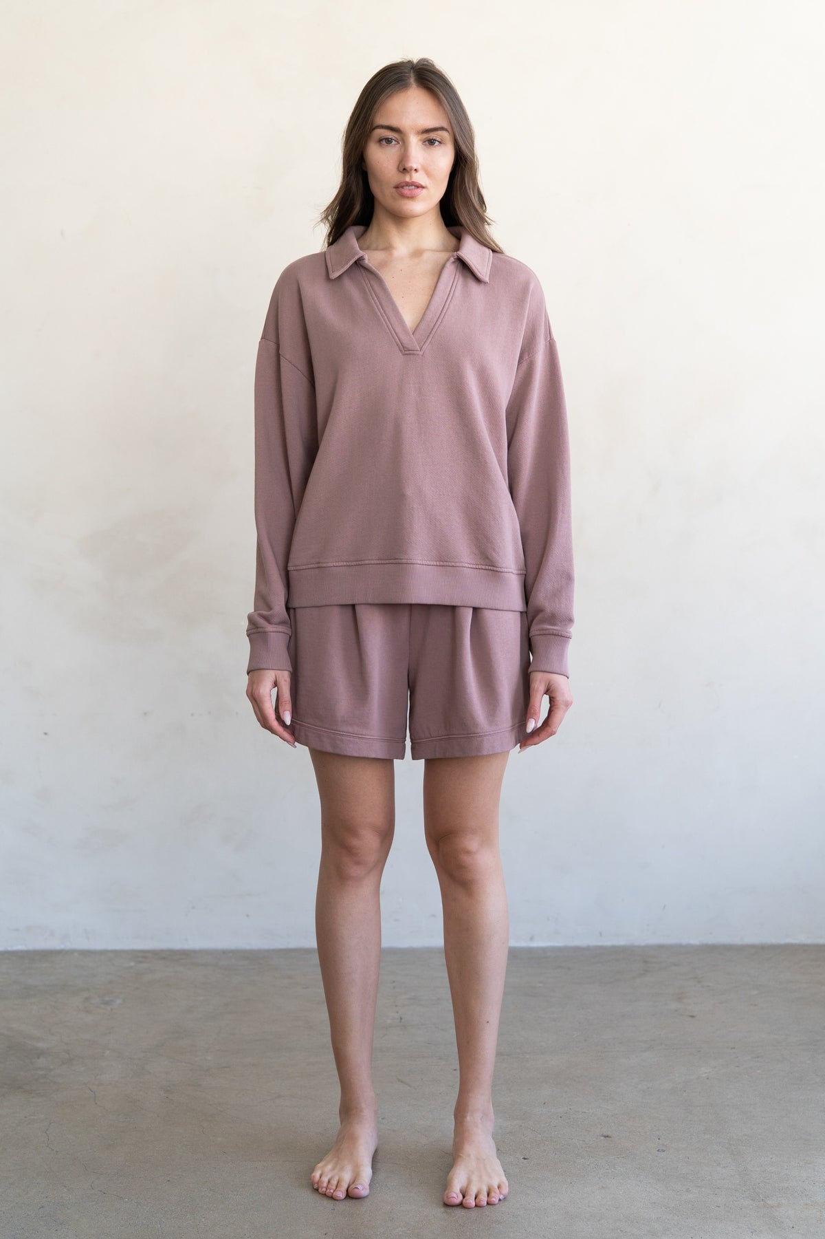 Relaxed Drawstring Sweatshorts by elle grey in Antler Pink