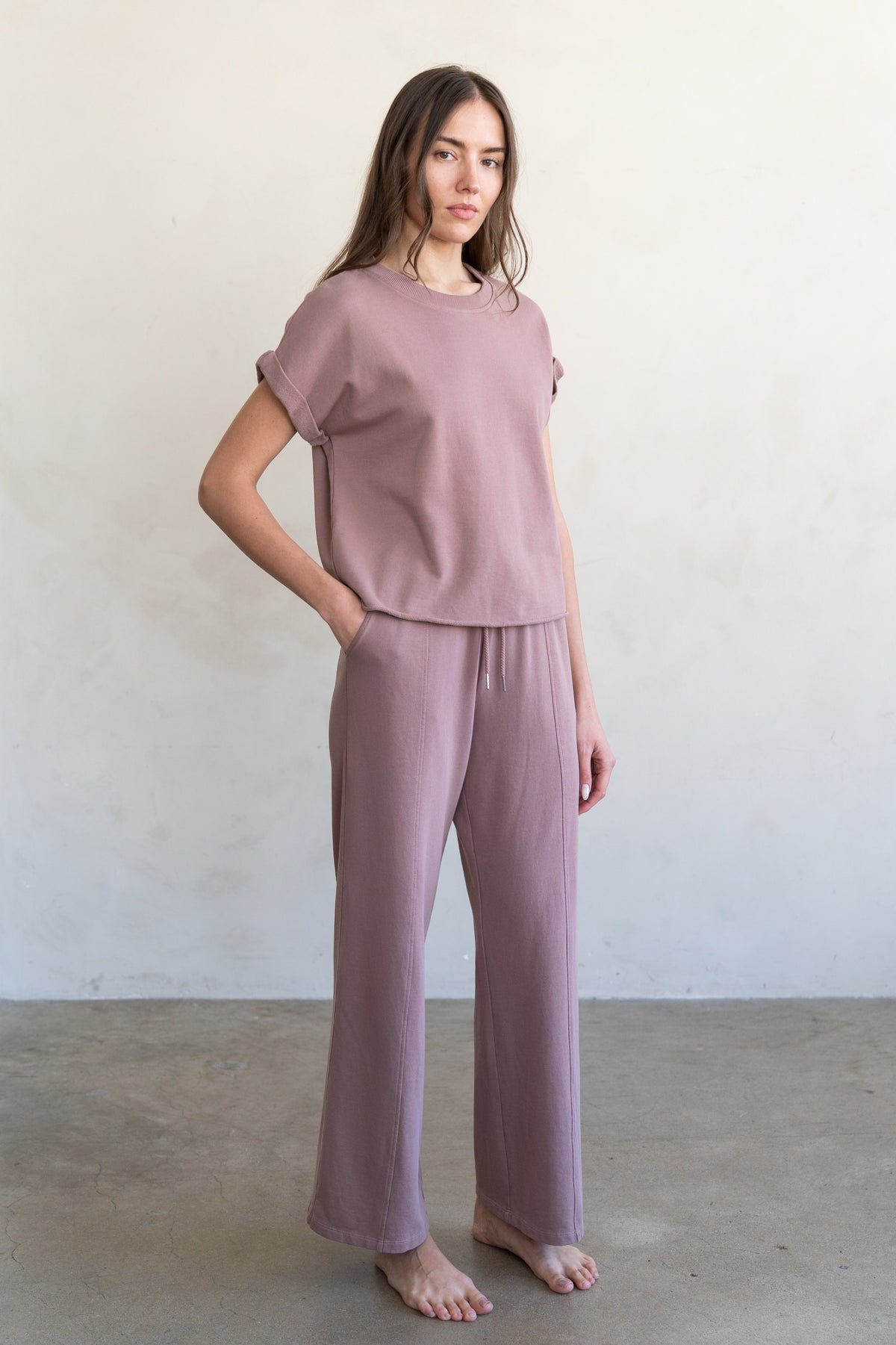Rolled Sleeve Relaxed Tee by elle grey in Antler Pink