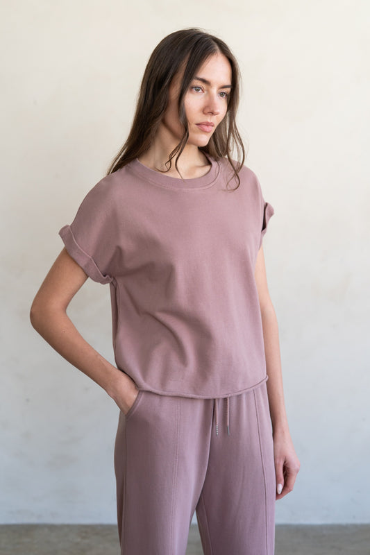 Rolled Sleeve Relaxed Tee by elle grey in Antler Pink