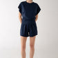 Side Ruching Short Sleeve Top by elle grey in Slate Navy