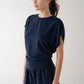 Side Ruching Short Sleeve Top by elle grey in Slate Navy