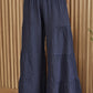 Linen Tiered Palazzo Pant by Milo Milano in Navy Blue