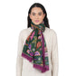 Wild Grace Wool Embroidered Scarf by Vismaya Scarves in Jungle Green