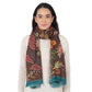 Wild Grace Wool Embroidered Scarf by Vismaya Scarves in Vintage Brown