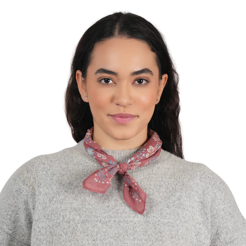 Rodeo Lassie Embroidered Bandana by Vismaya Scarves in Deco Rose