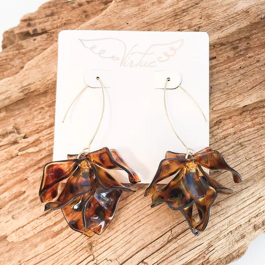 Hyacinth Tiered Earring on Marquis Hook by Virtue Jewelry in Tortoise Shell