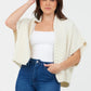 Teagan Short Sleeve Textured Front Knit Cardigan by Suzy D London in Winter White