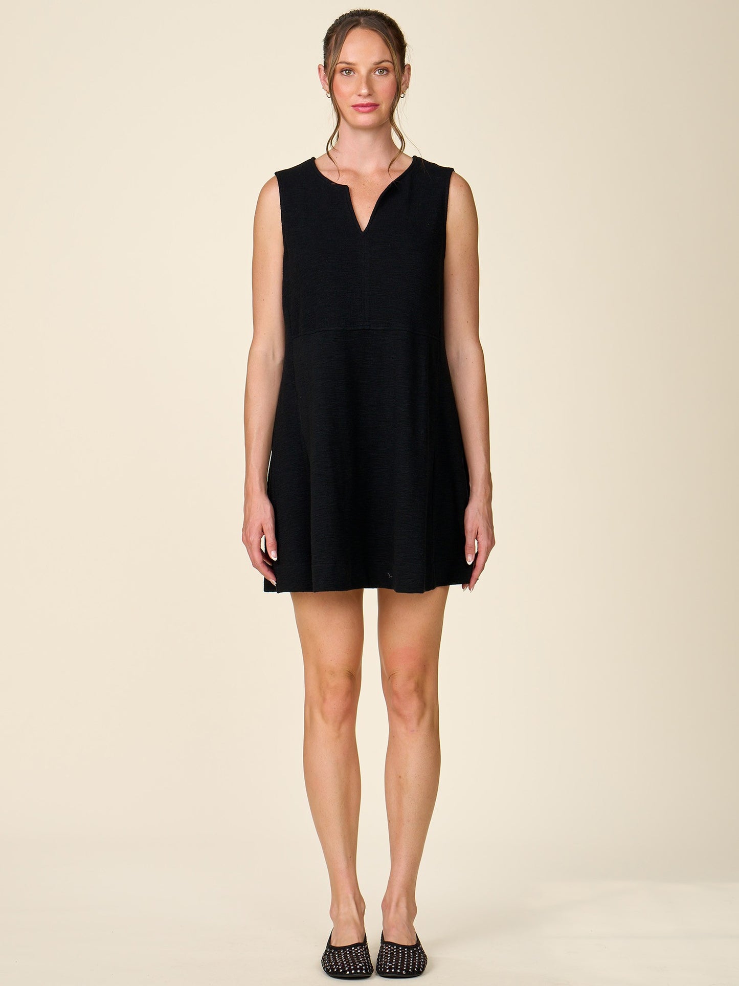 Textured Knit Dress with Notch by ANTHEM the label in Black