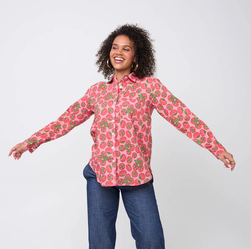 Good Boyfriend Shirt by And For Good in Tomato Pink