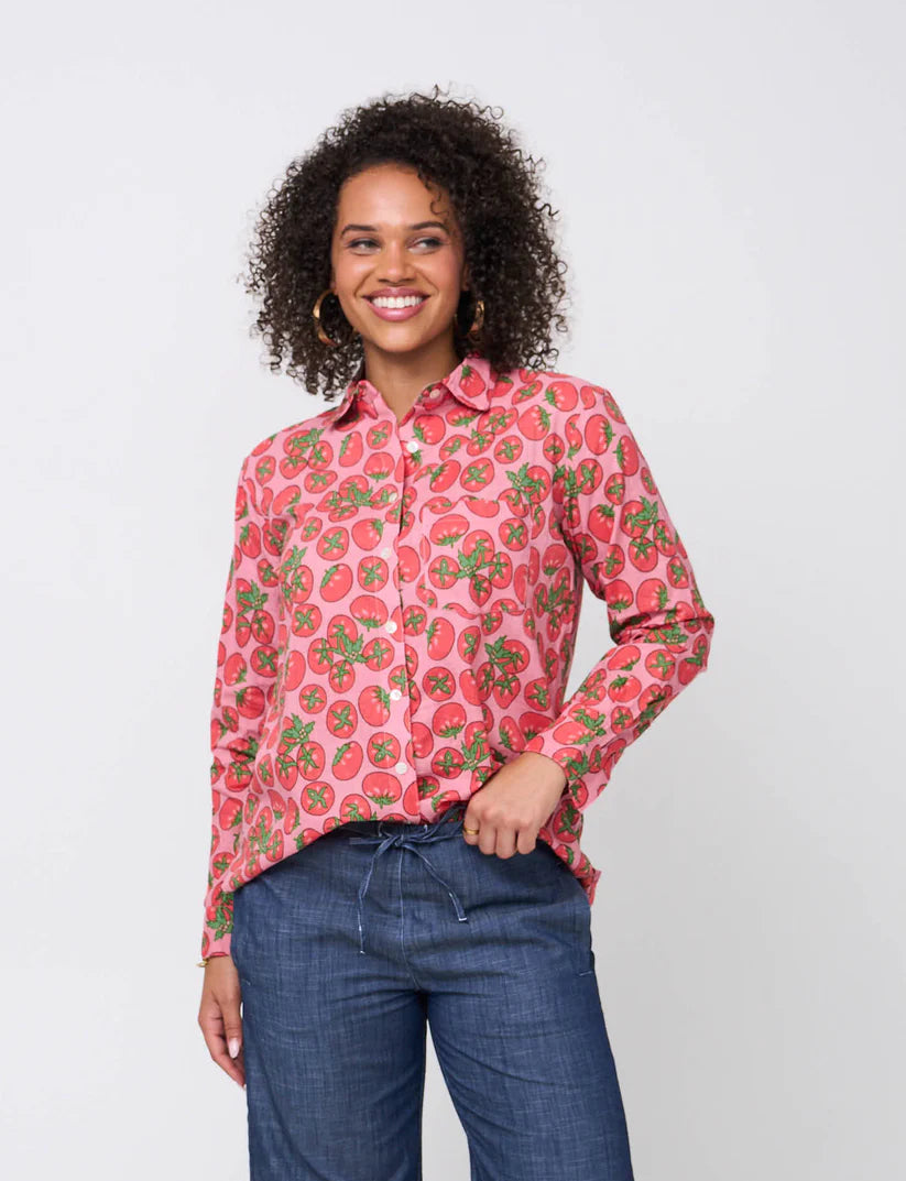Good Boyfriend Shirt by And For Good in Tomato Pink