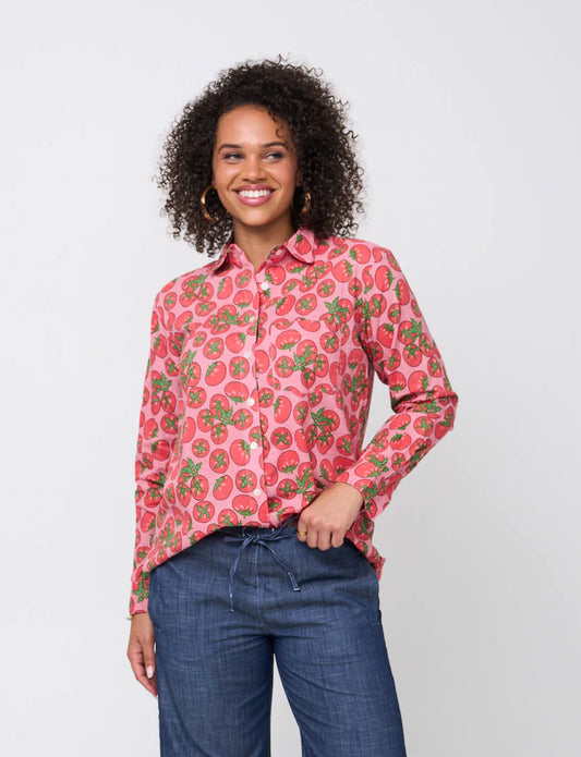 Good Boyfriend Shirt by And For Good in Tomato Pink