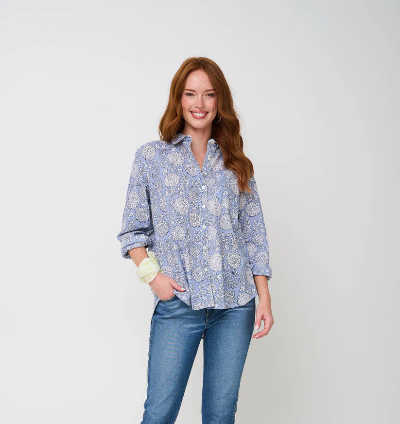 Good Boyfriend Shirt by And For Good in Hydrangea Beauty Cornflower Blue