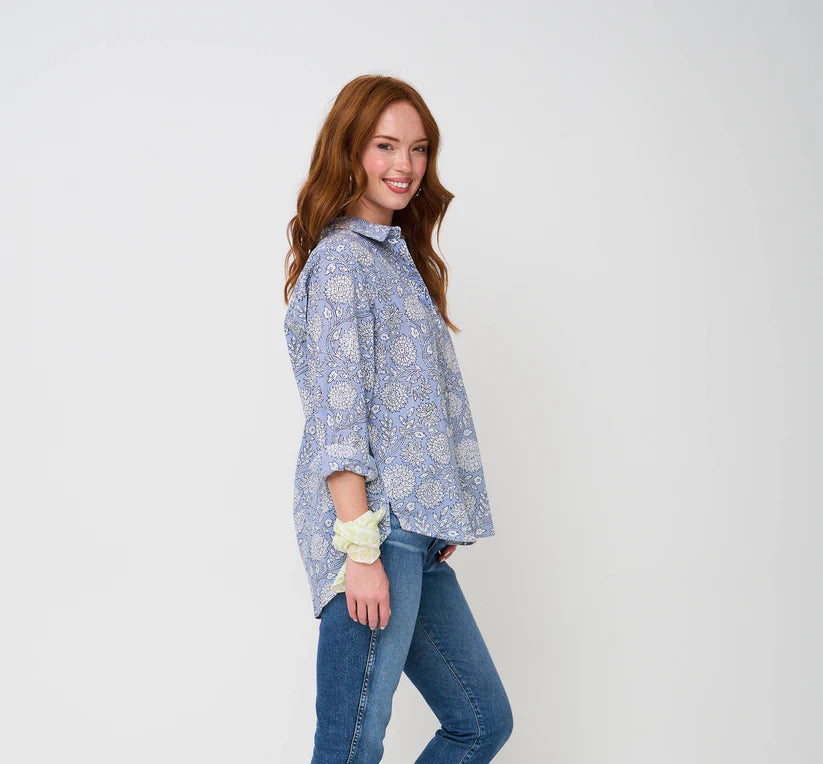 Good Boyfriend Shirt by And For Good in Hydrangea Beauty Cornflower Blue