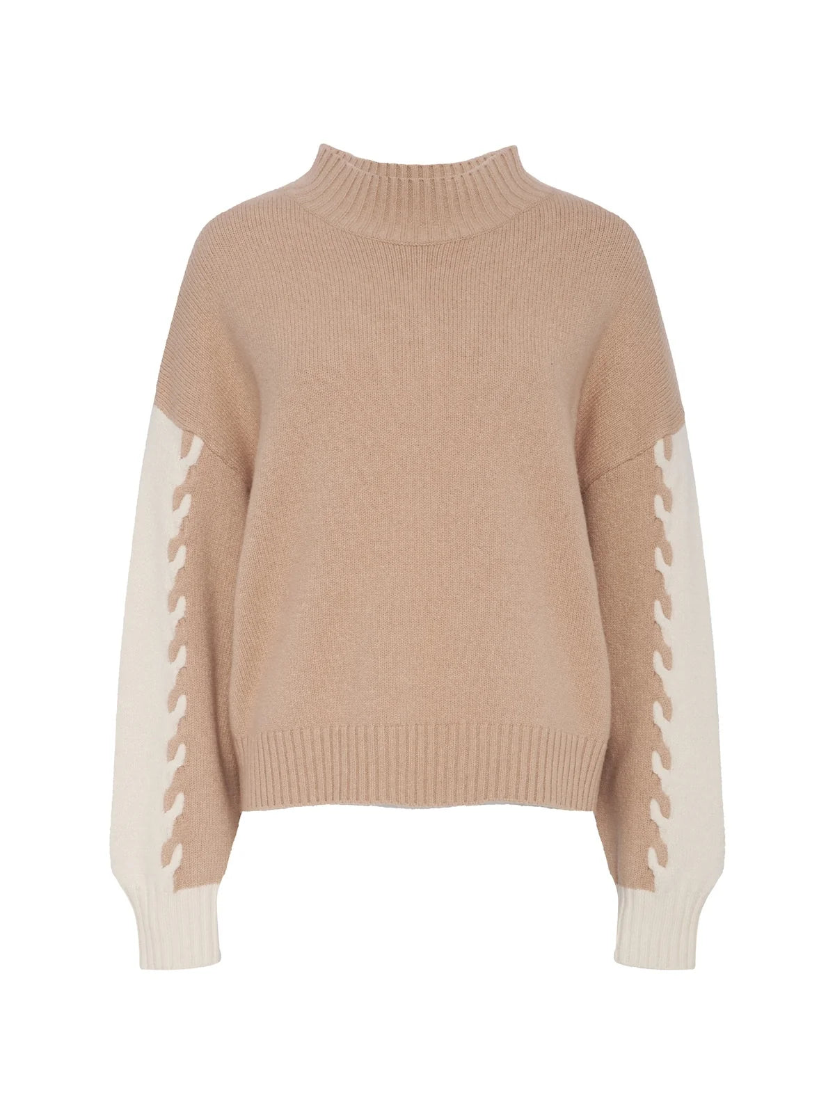 Color Block Mock Neck Pullover by Sanctuary in Hazelnut/Bone