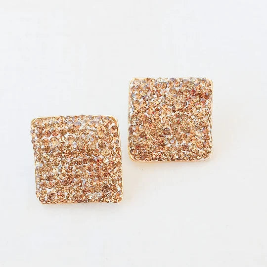 The Ella LUXE Marcasite Pave Stone Square Earring by Virtue Jewelry Design in Gold