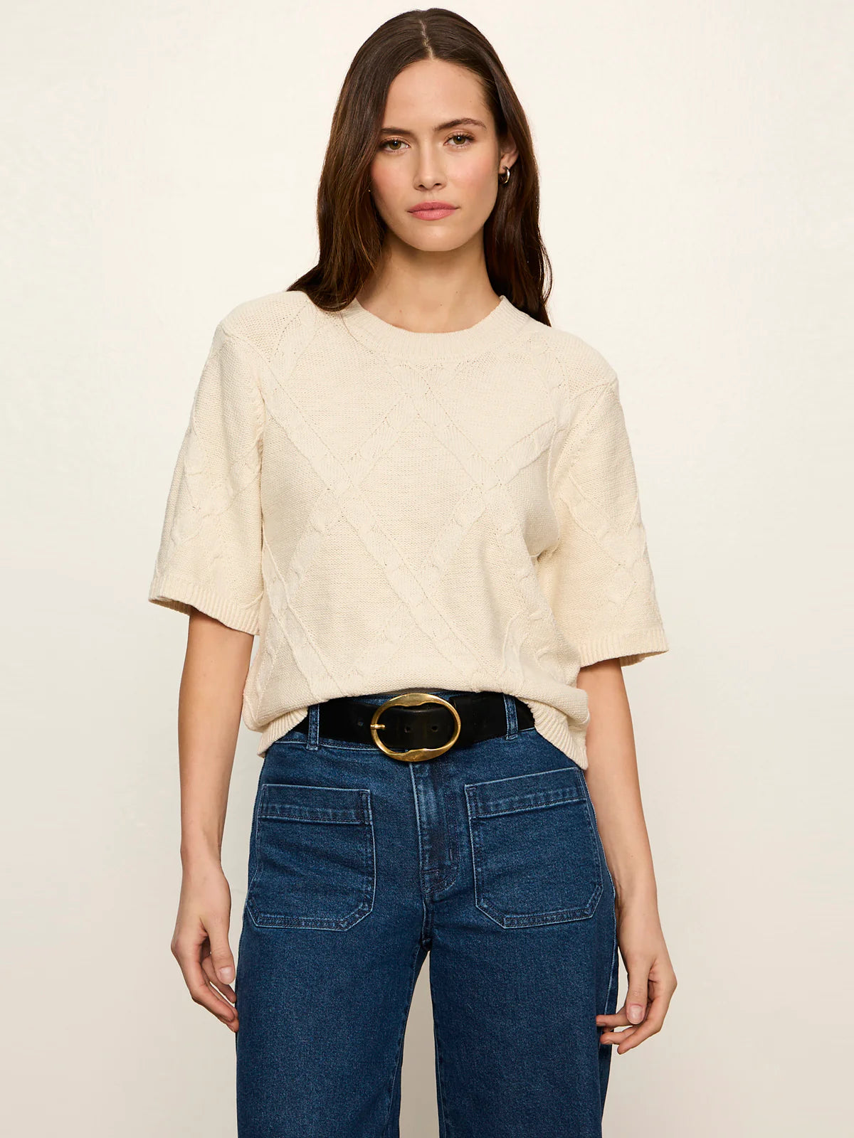 Diamond Stitch Sweater Tee by Sanctuary in Bone