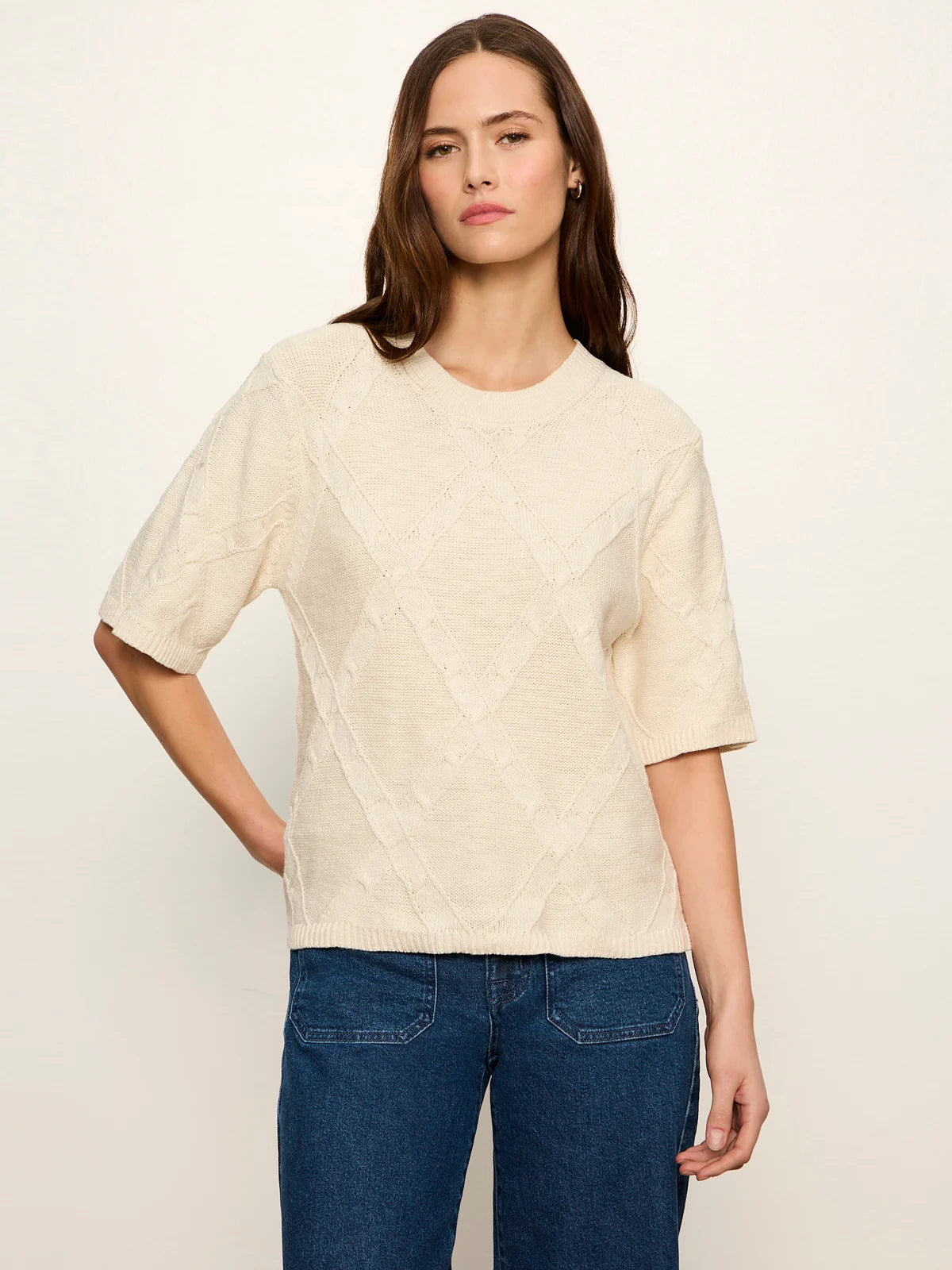 Diamond Stitch Sweater Tee by Sanctuary in Bone