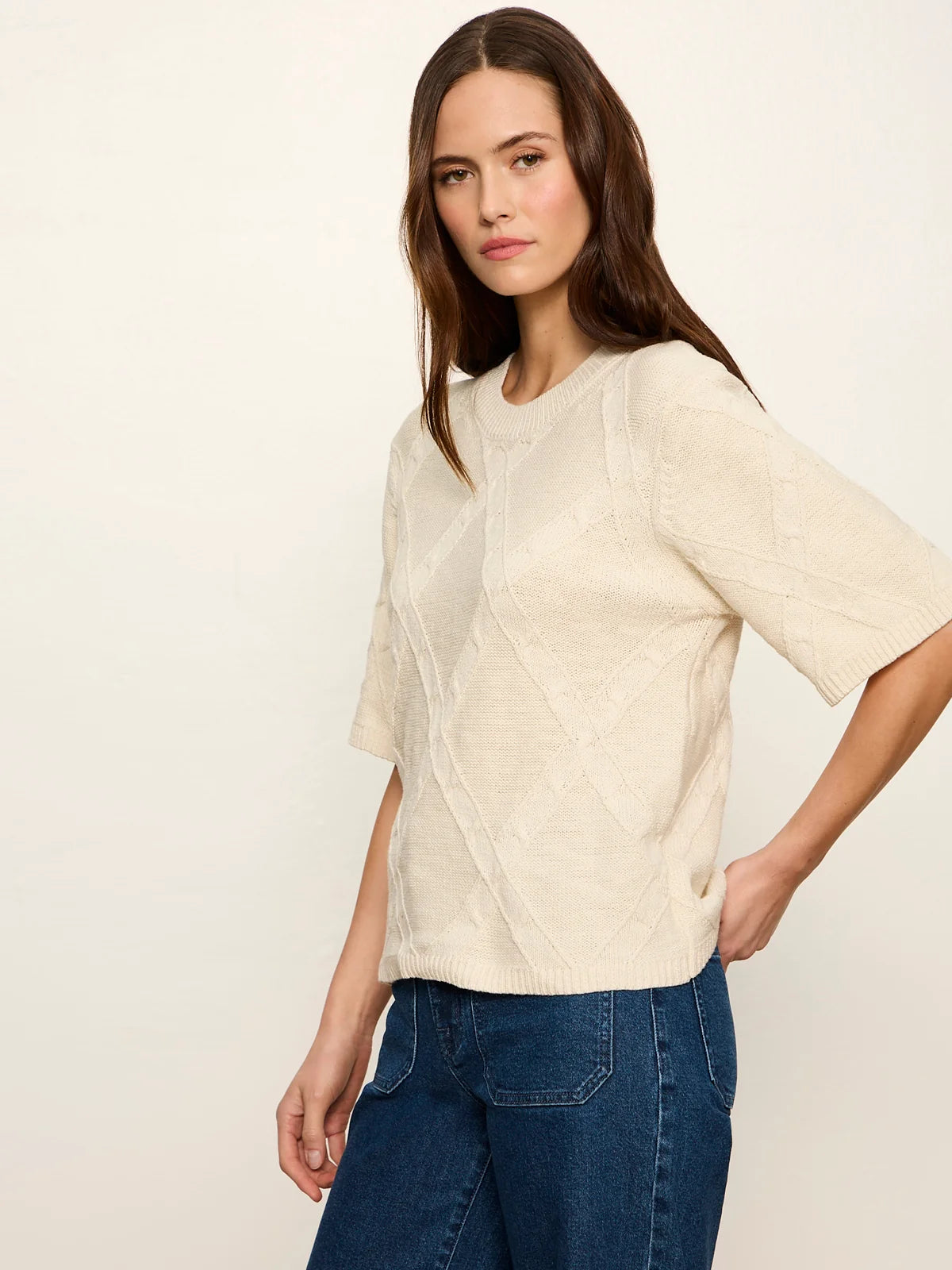 Diamond Stitch Sweater Tee by Sanctuary in Bone