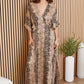 V-Neck Dolman Maxi Dress by Milio Milano in Camel Snake