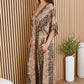 V-Neck Dolman Maxi Dress by Milio Milano in Camel Snake