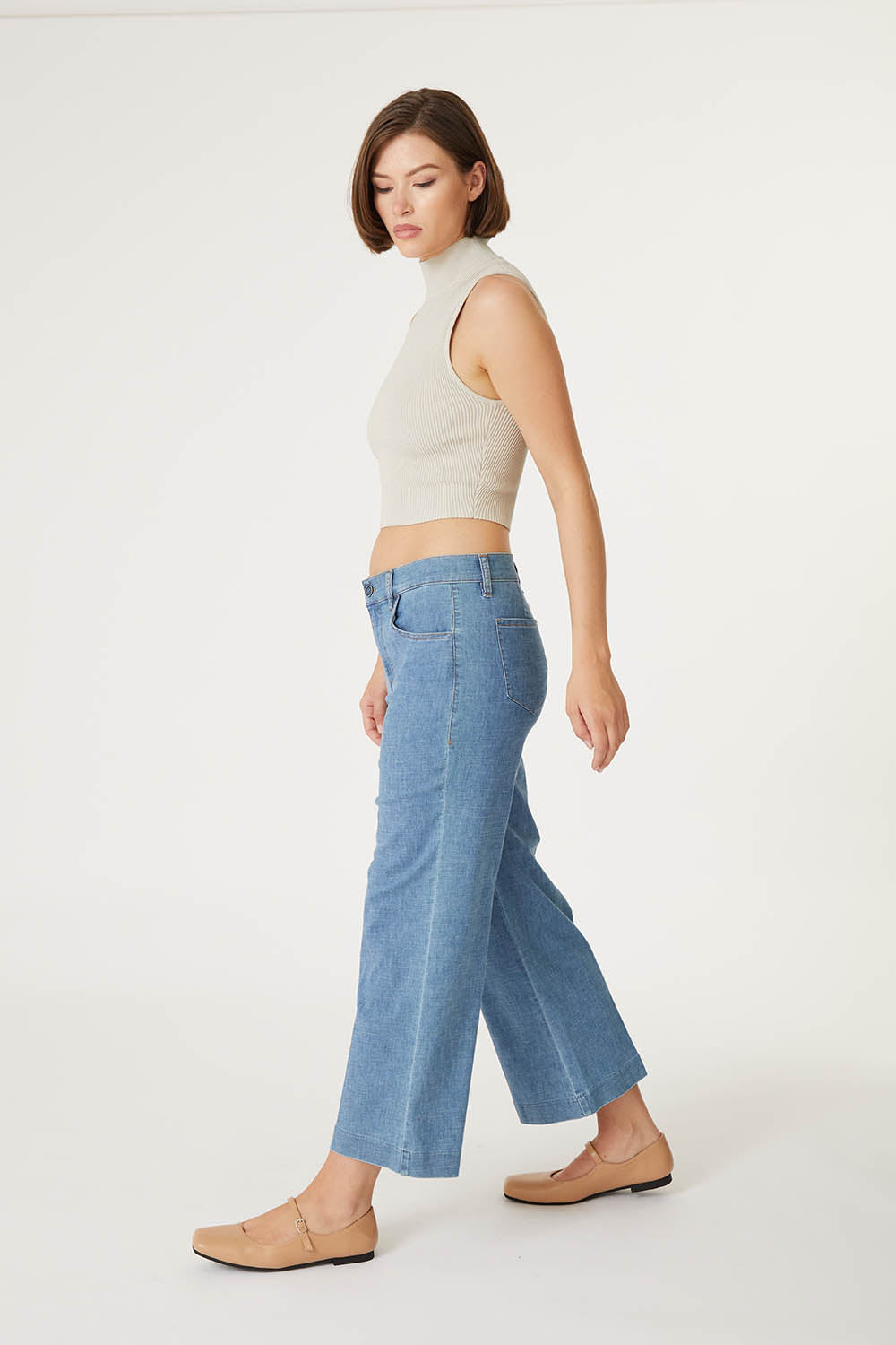 Anabelle Crop Wide Leg Pant by Level 99 in Ray of Light