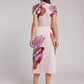 Agata Coral Print Pleated Skirt Wild Cosmos in Petal Pink