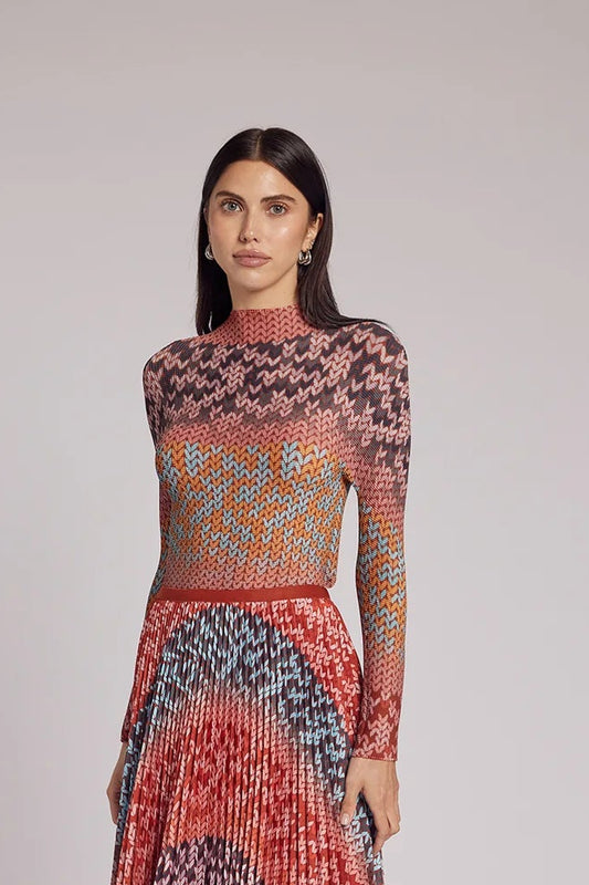 Sienna Bohemian 3D Honeycomb Texture Top by Wild Cosmos in Red Multi