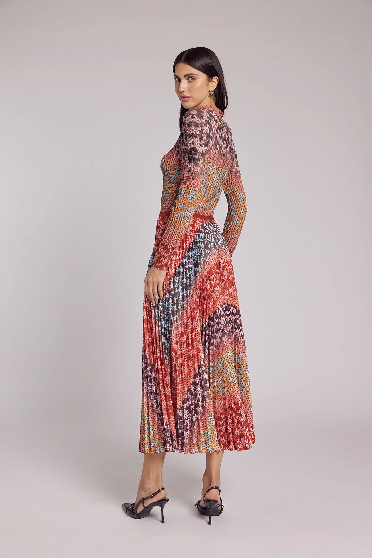 Sienna Bohemian Pleated Skirt by Wild Cosmos in Red Multi