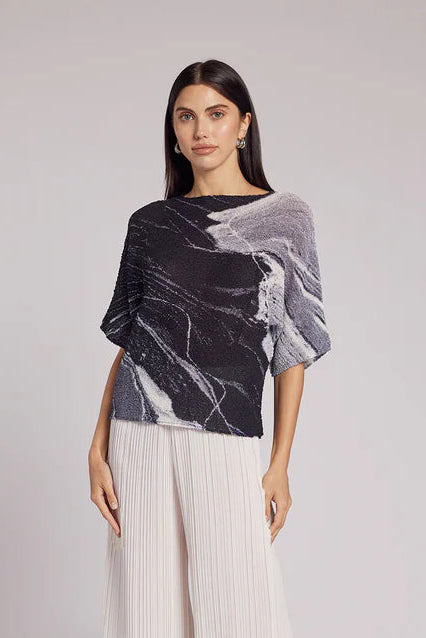 Anna Marble Texture Top by Wild Cosmos in Black Mix