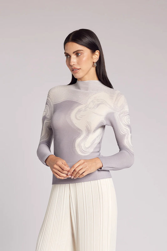 Diana Arabesque 3D Honeycomb Top by Wild Cosmos in Ice Grey