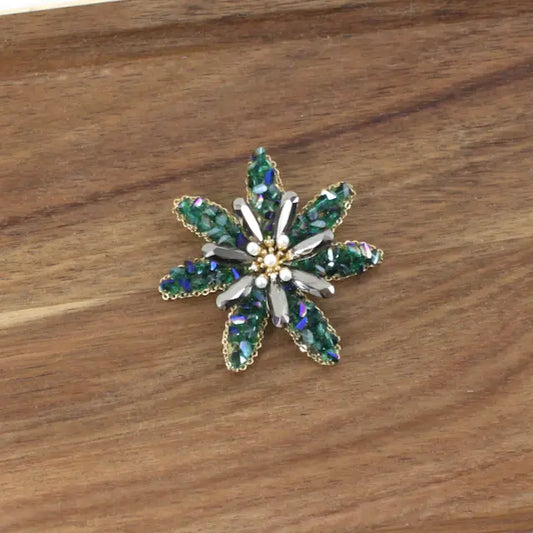 Star Flower Brooch by Pretty Persuasions in Green