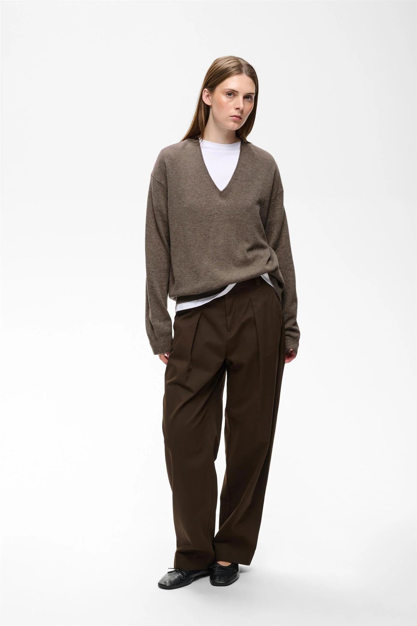 Tally Monika V-Neck Sweater by InWear in Chocolate Torte Melange Brown