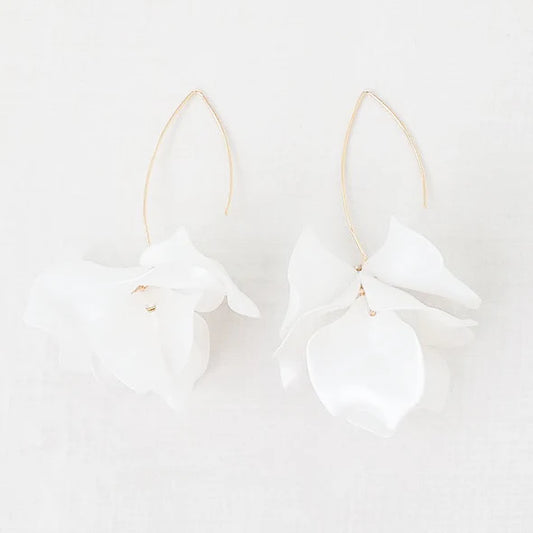 Hyacinth Tiered Earring on Marquis Hook in White by Virtue Jewelry