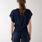 Side Ruching Short Sleeve Top by elle grey in Slate Navy