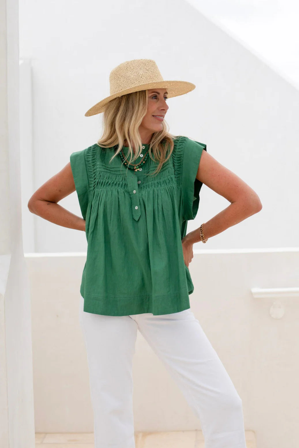 Anne Blouse by Ex Voto in Comfrey Green