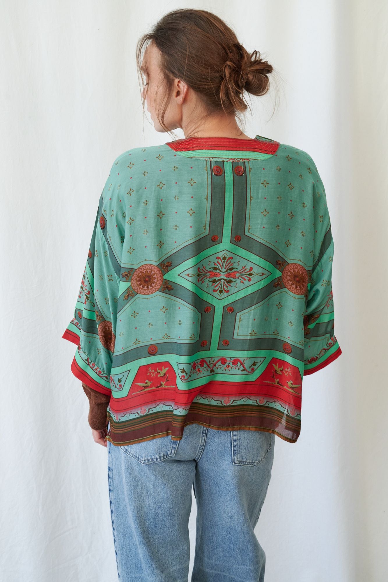 Fleur De Lys Kimono by One Hundred Stars in Aqua