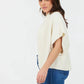Teagan Short Sleeve Textured Front Knit Cardigan by Suzy D London in Winter White
