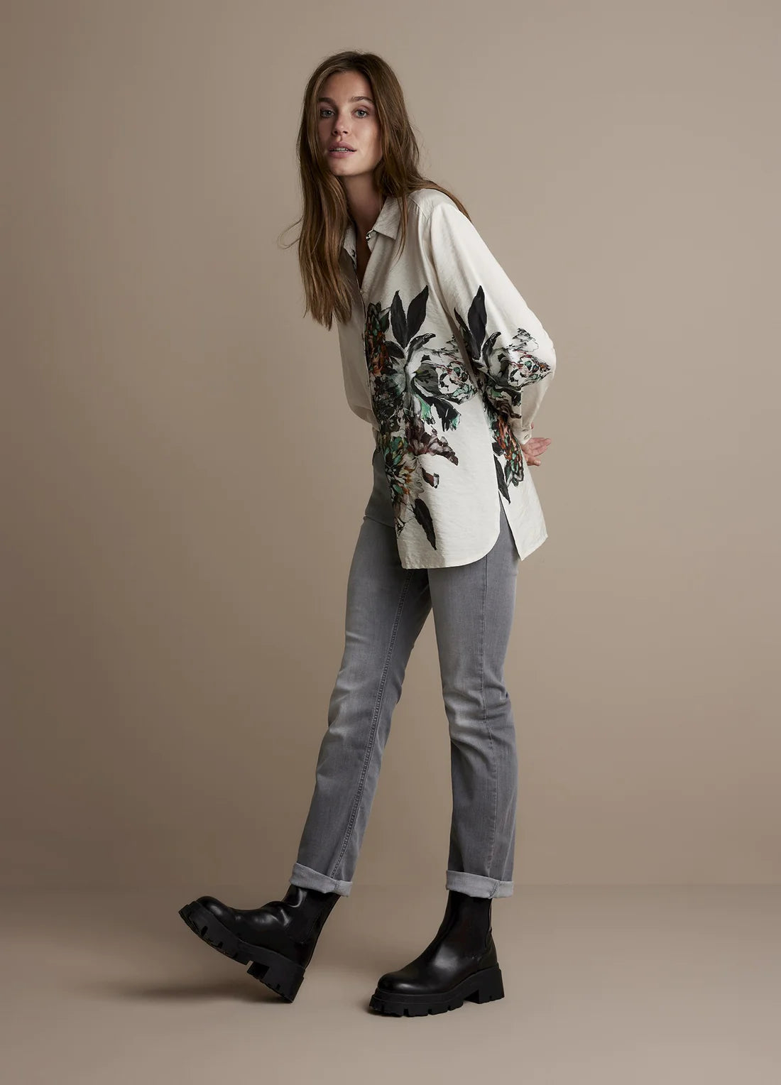 All Over Flower Print Blouse by Summum in Ivory
