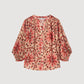 Flared Tie-Dye Flower Blouse by Summum in Bright Coral