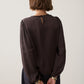 Two-Tone Lace Silky Casual Top by Summum in Dark Chocolate