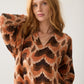 V-Neck Geometric Print Top by Summum