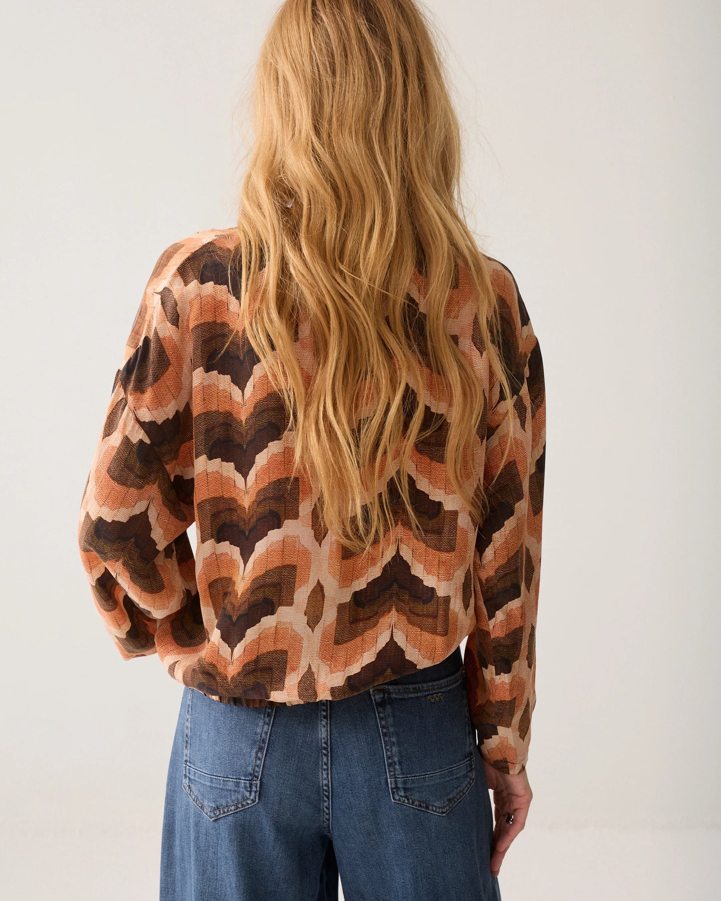 V-Neck Geometric Print Top by Summum