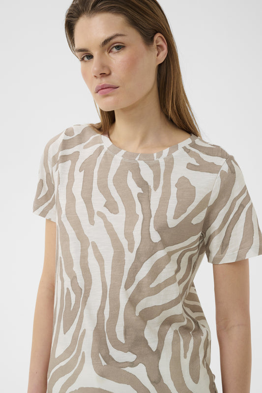 Alma Print T-Shirt by InWear in Neutral Zebra