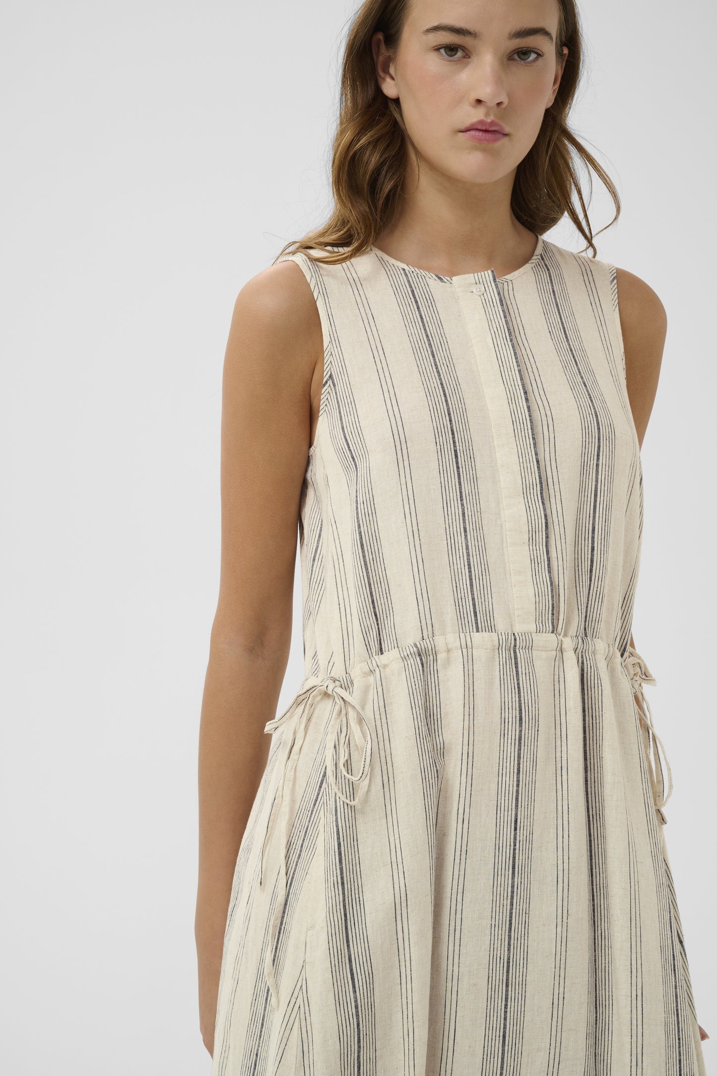 Rowan Drawstring Dress by InWear in Mattress Stripe White