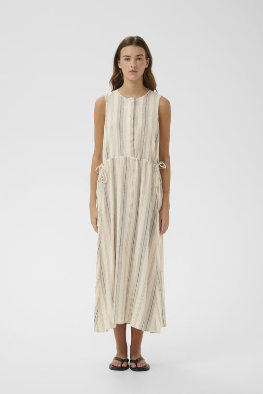 Rowan Drawstring Dress by InWear in Mattress Stripe White
