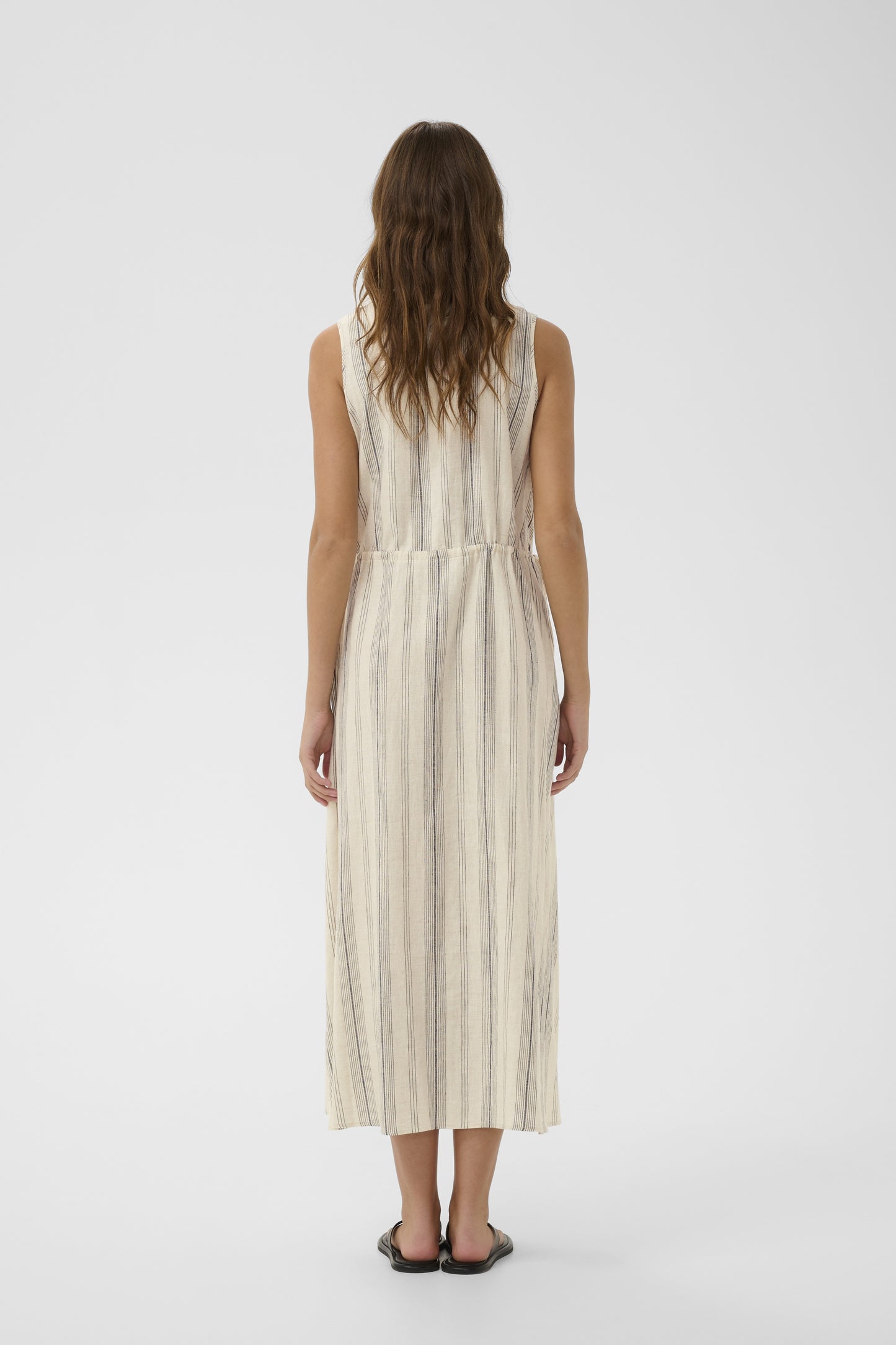 Rowan Drawstring Dress by InWear in Mattress Stripe White